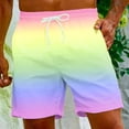 thumbnail image 1 of Jacenvly Mens Swim Trunks Contrast Color Loose Plus Size Board Shorts Quick Drying Men's Gradient Printing Special Print Beach Casual Trouser Shorts Pants Multicolor, 1 of 10