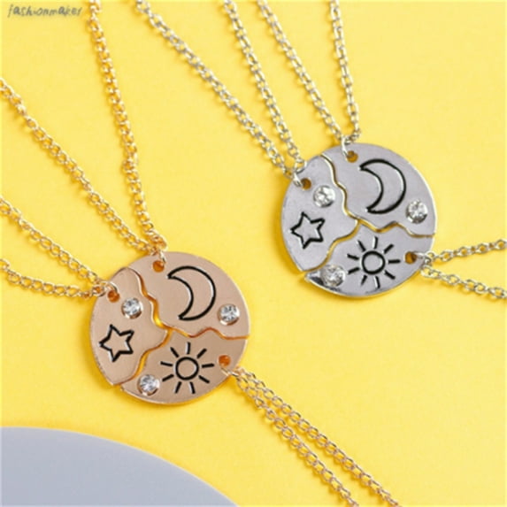Jacenvly Mother's Day Good Friend 3-Piece Set Of Sun And Stars Necklace Student Friend Diamond Necklace Mother's Day Decoration Mother's Day Gifts For Wome/Men
