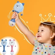 Jacenvly New Bluey Toys Children Toys Drummers 3-6-12 Months Old Hand Cranked Bells 2-In-1 Year Old Newborn Children Early Childhood Education Toys Cute Bear Wave Drum