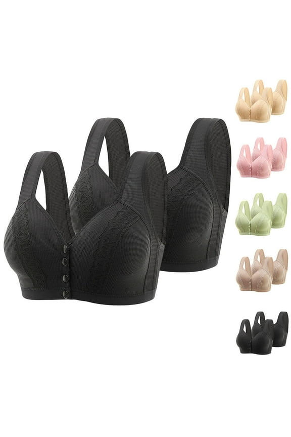 New Bralettes for Women 2Pc Embroidered Glossy Comfortable Breathable Bra Underwear No Rims Two Piece Set Easy Care Sports Bras for Women High Support