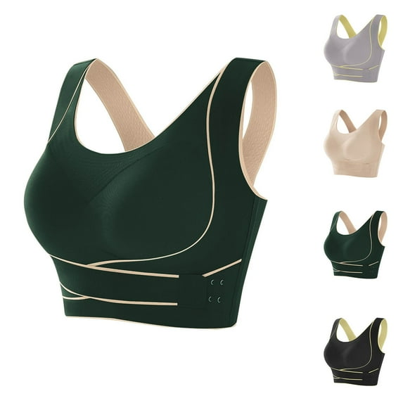 Jacenvly New Bralettes for Women Fashion Side Buckle Yoga Underwear Waistcoat Traceless Together Everyday Bras Lightweight Sports Bras for Women High Support
