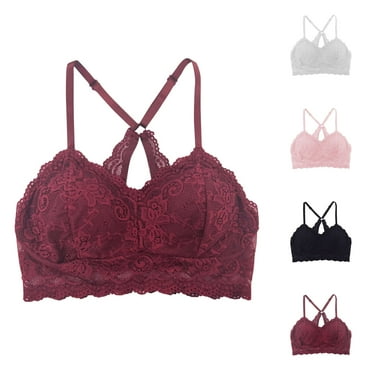 Jacenvly New Bralettes for Women Solid Lace Wrapped Chest and Backless Ultra-Thin Bra with Padding Breathable Underwear Daily Bra Soft Satiny Sports Bras for Women High Support