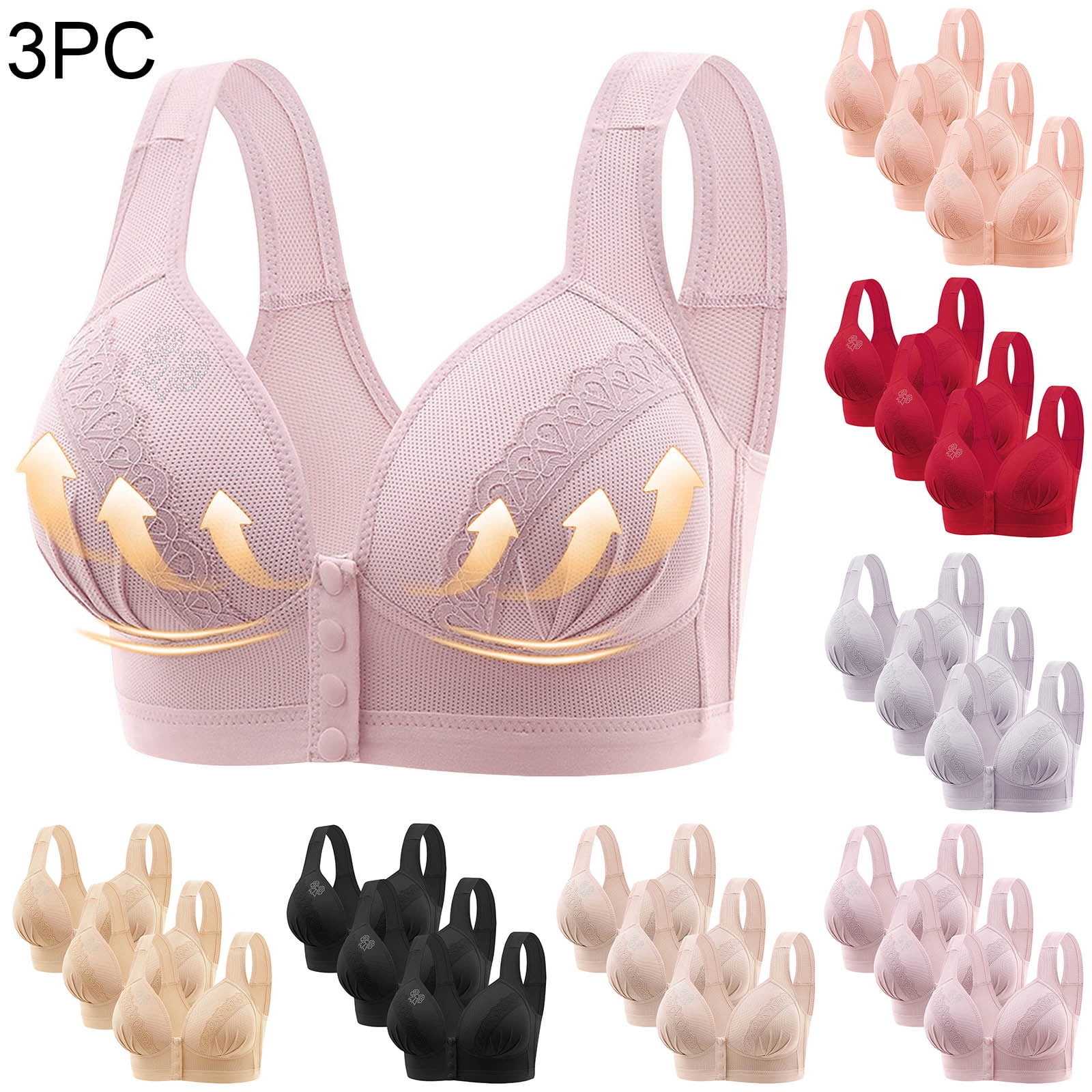 Jacenvly New Bras for Women Plus Size 3Pc Ladies Traceless Comfortable ...