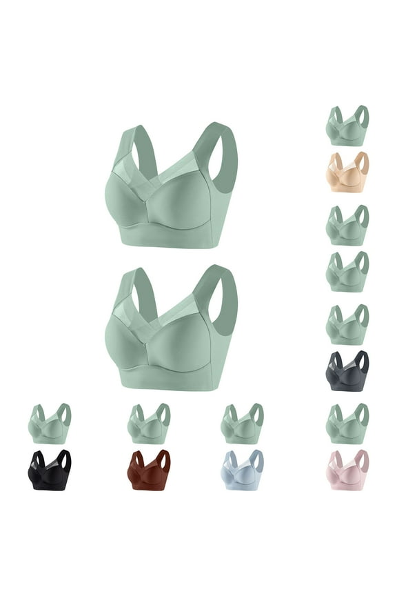 New Bras for Women Plus Size Women's Underwire Underwear Thin Lace Solid Color Push-Up Adjustment Bra Soft Satiny Women Bras Plus Size Gray