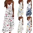 thumbnail image 1 of Jacenvly New Casual Summer Dresses for Women Vest Sling Dress Summer Sleevess Printed V Neck Sexy Long Maxi Dress Lightweight Loose Dresses for Women White, 1 of 6