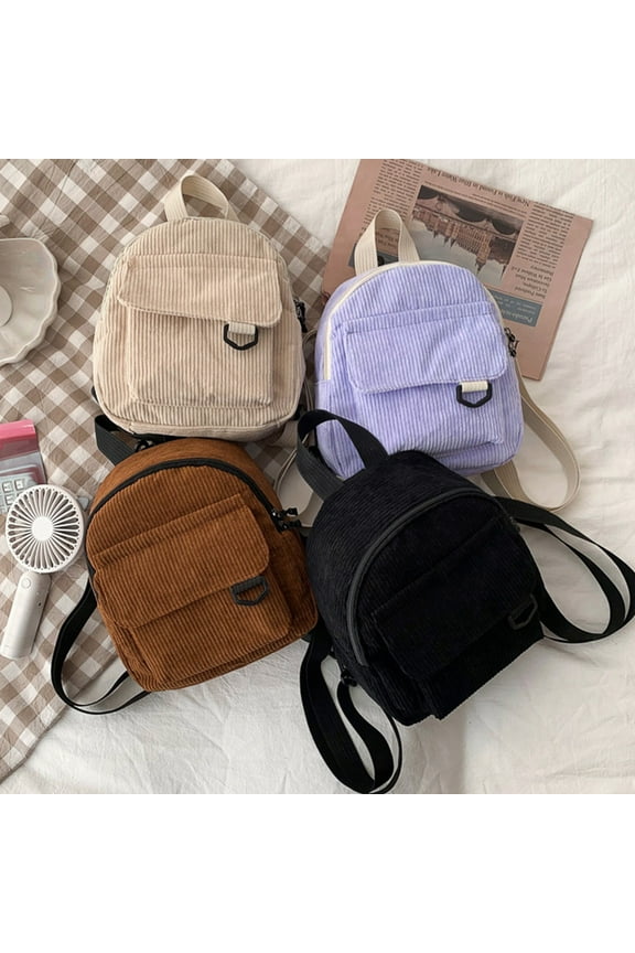 New Christmas Decorations Indoor Mini Backpack Ins Cute Ol Commuting Small Cosmetic Bag Corduroy Texture Student Versatile Schoolbag Adjustable Shoulder Strap Fashion Design Room Decor