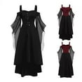 thumbnail image 1 of Jacenvly New Christmas Dresses Women Plus Size Cold Shoulder Sleeve Lace up Halloween Dress Women Halloween Dresses Black M, 1 of 4