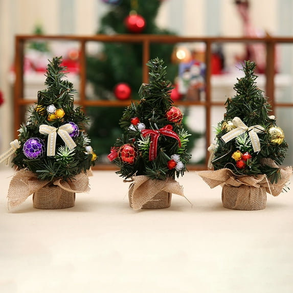 Jacenvly New Christmas Ornaments Sets 8 Inches Mini Christmas Tree Christmas Decoration Supplies Desktop Ornaments Scene Decoration Props Empty Hall Kitchen Ornaments Holiday Gifts Fall Decor