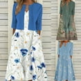 thumbnail image 1 of Jacenvly New Dresses for Women 2024 Casual Two-Piece Women'S Summer Printed V-Neck Elegant a Line Tank Dress and Half Sleeve Cardigan Tops Set Suit Satiny Soft Long Dresses for Women Light Blue, 1 of 6