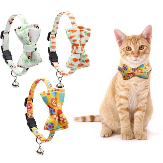 Jacenvly New Fathers Day Gifts Easter Collar Bowknot Easter Bunny Collar Pet Supplies Cat Litter Mat Cat Collar 3#