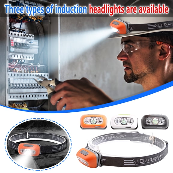 Jacenvly New Fathers Day Gifts Induction Headlight Strong Light Rechargeable Super Bright Mounted Night Fishing Light Outdoor Led Flashlight Miner'S Lamp Bathroom Decor Wall Art