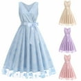 thumbnail image 1 of Jacenvly New Formal Dresses for Women European and Round Neck Lace Sleeveless Cocktail Halloween Dress Evening Gown Women Dresses for Summer Light Blue, 1 of 1