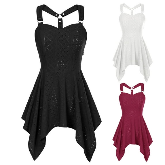 Jacenvly New Formal Dresses for Women Fashion Women Summer Casual Solid V-Neck Camis Sleeveless Mini Dress Women Dresses for Summer White L