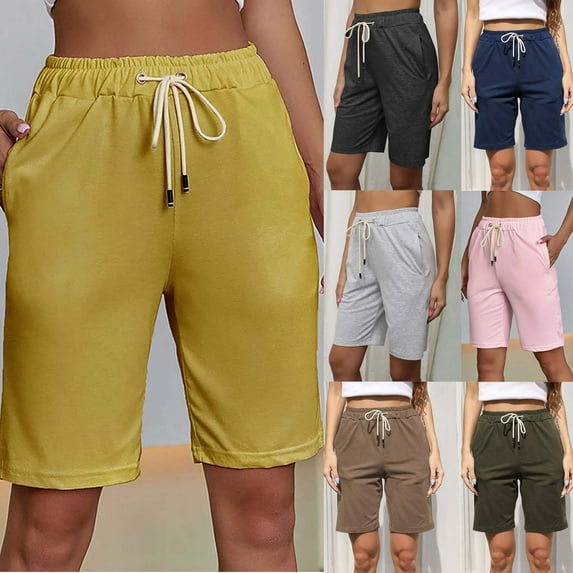 Jacenvly New Half Shorts Women Summer Casual Sport Shorts High Waist Yoga Pants Lightweight Elasticleisure Workout Shorts for Women Dark Gray