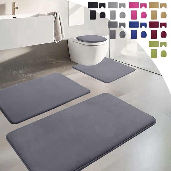 Jacenvly New Home Decor Memory Foam Bath Mat 4 Set Bathroom Rugs For 4 Pcs Toilet Mats Universal Soft Comfortable Water Absorption Non-Slip Thick Machine Washable Easier to Dry Dark