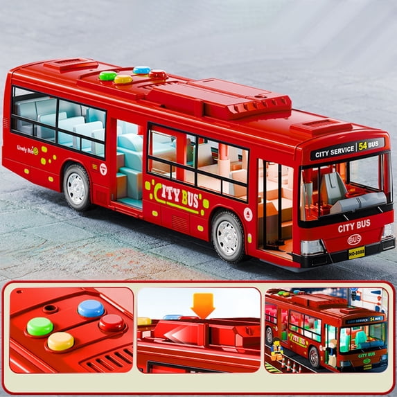 Jacenvly New Kids Toys Children's Simulation Bus Toy Large Door Opening Light Vocal Coachs Model City Bus Model Simulation Baby Bus Toy Coachs Boy Girls Toys Age 6-8