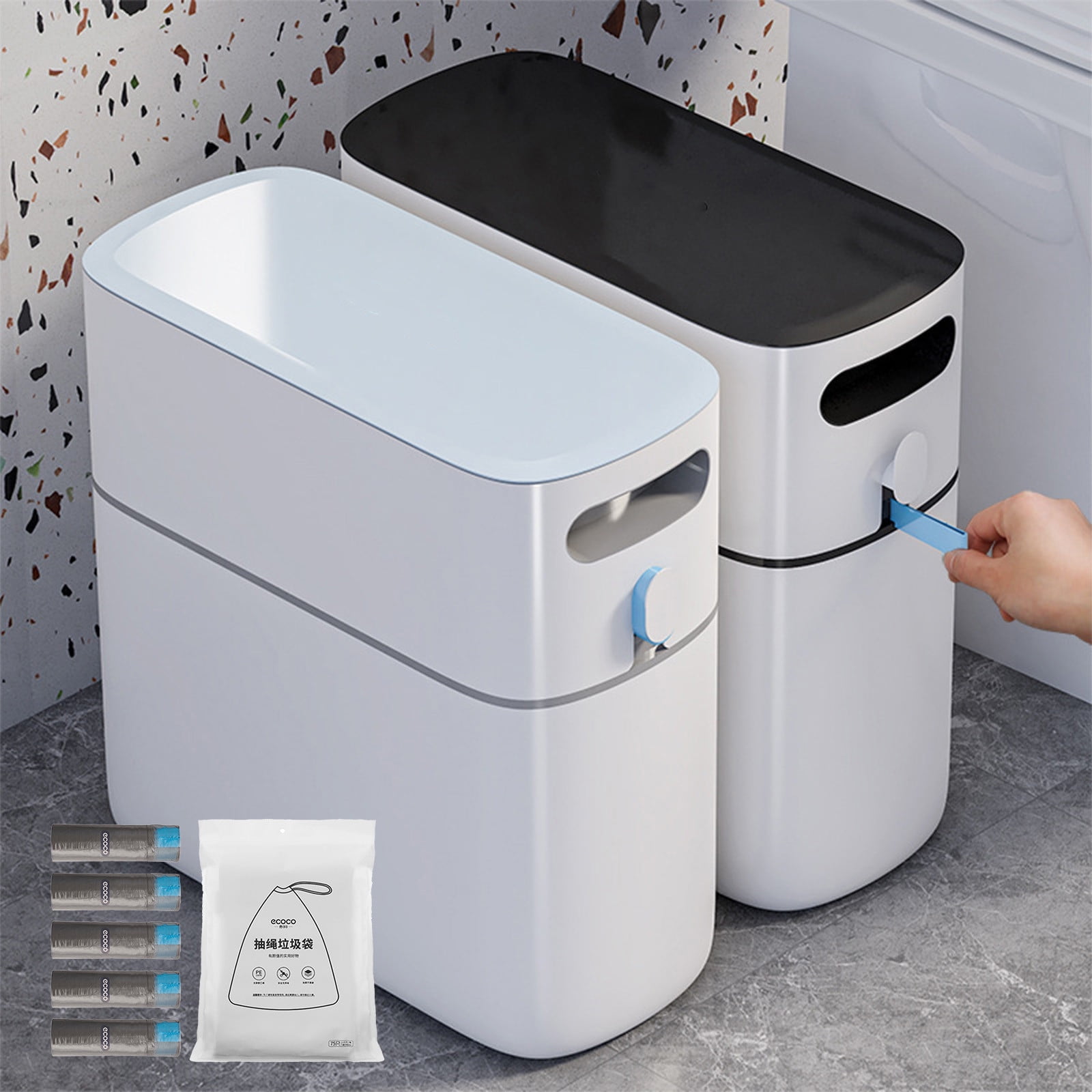 Jacenvly New Kitchen Trash Cans Bathroom Trash Can Contactless Trash ...