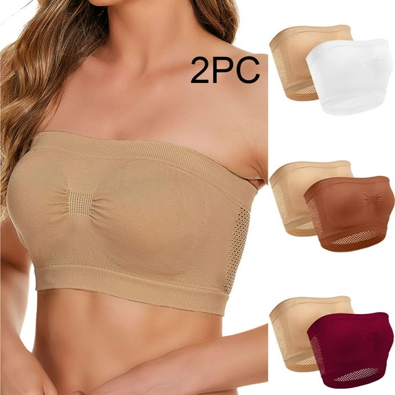 Jacenvly New Ladies Bras 2Pc Ladies Traceless Comfortable No Steel Ring Breathable Gathering Bra Woman Underwear Tube Top Lightweight Ladies Bras Lightly Lined