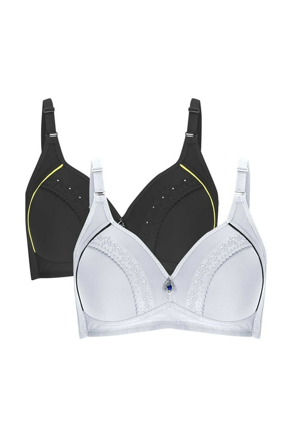 New Ladies Bras 2Pc Woman's Embroidered Glossy Comfortable Breathable Bra Underwear No Rims Two Piece Set Easy Care Woman Bras on Sale No Wire