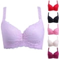 thumbnail image 1 of Jacenvly New Ladies Bras Woman's Embroidered Glossy Comfortable Breathable Bra Underwear No Rims Stretchable Woman Bras on Sale No Wire White, 1 of 4