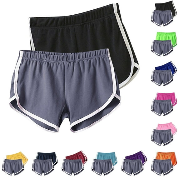 Jacenvly New Ladies Casual Shorts 2Pcwomen Summer Sports Shorts Workout Yoga Shorts Active Shorts Quick Drying Elastic High Waist Shorts for Women Plus Size Navy