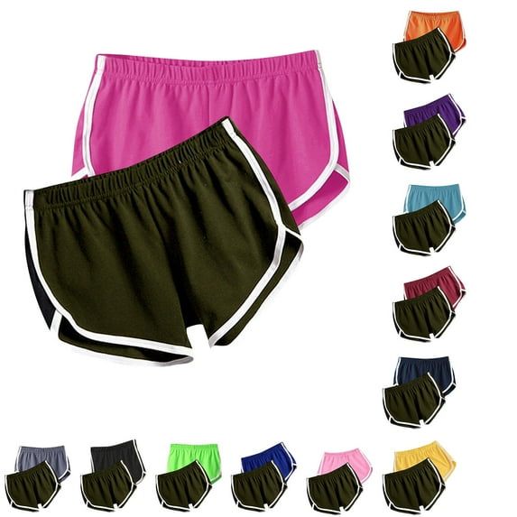 Jacenvly New Ladies Casual Shorts 2Pcwomen Summer Sports Shorts Workout Yoga Shorts Active Shorts Comfort Fit Elastic High Waistleisure Sports Shorts Women Pockets Purple