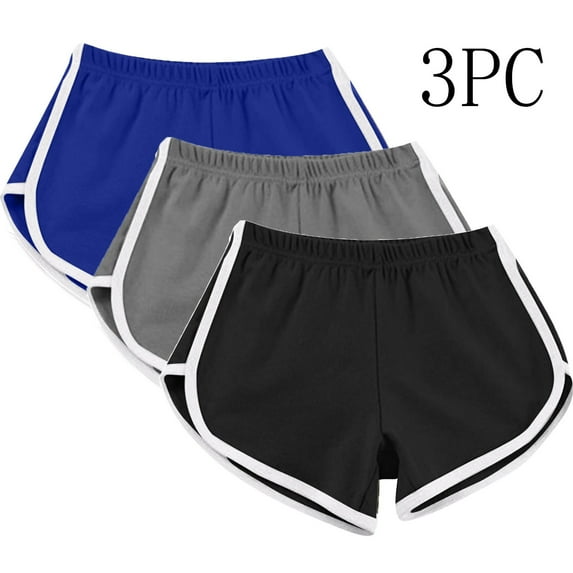 Jacenvly New Ladies Casual Shorts 3Pcwomen Summer Sports Shorts Workout Yoga Shorts Active Shorts Lightweight Elastic High Waistloose Womens Plus Size Shorts Black