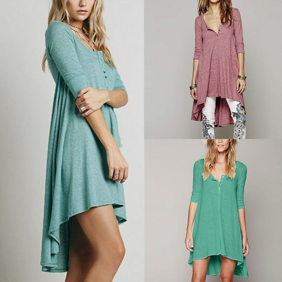 Jacenvly New Maternity Clothes for Women Pregnant Women'S Casual Loose Dress with Asymmetric Hem in Sleeves Maternity Dress Plus Size Green L Summer Dresses for Women