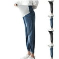 thumbnail image 1 of Jacenvly New Maternity Pants Plus Size Long Pants Fashion Solid Elastic Waisted Straight Leg Jeans for Women Mid Waist Breathable Elastic Waisted Pocket Gray XXL, 1 of 4