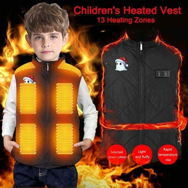 Jacenvly New Outerwear Vests USB Intelligent Constant Temperature Heated Christmas Windproof Plus Size Coat for Children Winter 13 Heated Jacket Coat Black 6 Years