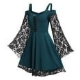 thumbnail image 1 of Jacenvly New Party Dresses for Women Gothic Vintage Dress Plus Size Mesh Lace Long Sleeves Dresses Womens Plus Size Dresses Navy Xl, 1 of 6