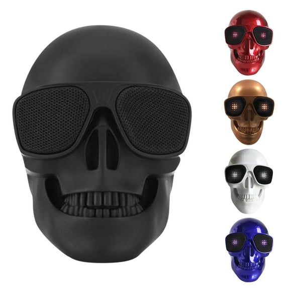 Jacenvly New Portable Bluetooth Speaker Portable Skeleton Skull Bluetooth Wireless Speaker 15W Bt4.0 Fm Radio Wireless Speaker Black