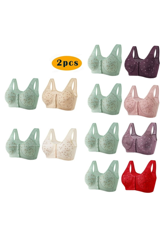 New Push up Bras for Women 2Pc Comfortable Lace Breathable Bra Underwear No Rims Quick Drying Wireless Bras for Women Purple