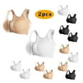 thumbnail image 1 of Jacenvly New Push up Bras for Women 2Pc Front Closure Bras for High Impact Sports Everyday Soft Satiny Wireless Bras for Women White, 1 of 6