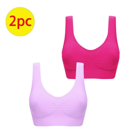Jacenvly New Push up Bras for Women 2Pc Plus Size Bras Padded Seamless Sleepwear Yoga Bra Wireless Underwear Stretchable Wireless Bras for Women
