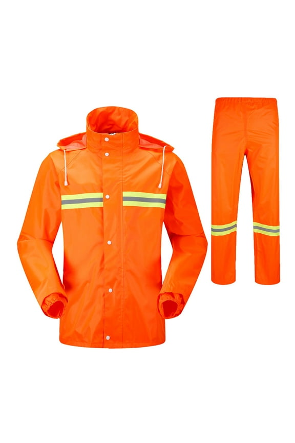 New Rain Jackets for Women and Man Casual Long Sleeve Windbreaker Reflective Duty Raincoat Pocket Quick Drying Rainwear for Men Orange