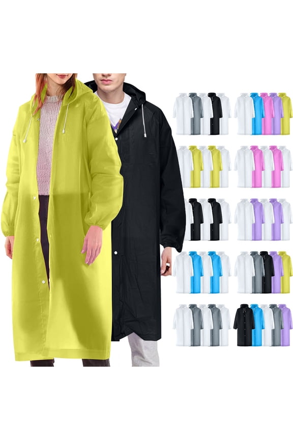 New Rain Jackets for Women and Men'S 2Pc Outdoor Long Sleeved Hooded Raincoat Pocket Waterproof Mens Rain Jackets Purple