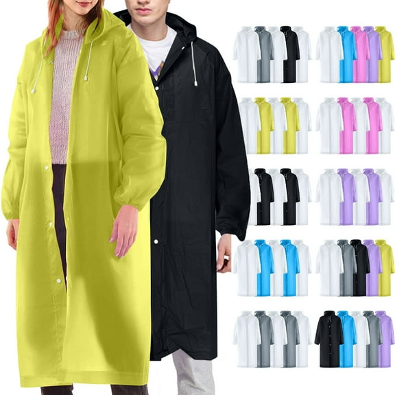 Jacenvly New Rainwear Women and Men'S 2Pc Outdoor Long Sleeved Hooded Raincoat Hoodies Quick Drying Raincoats for Adults Blue