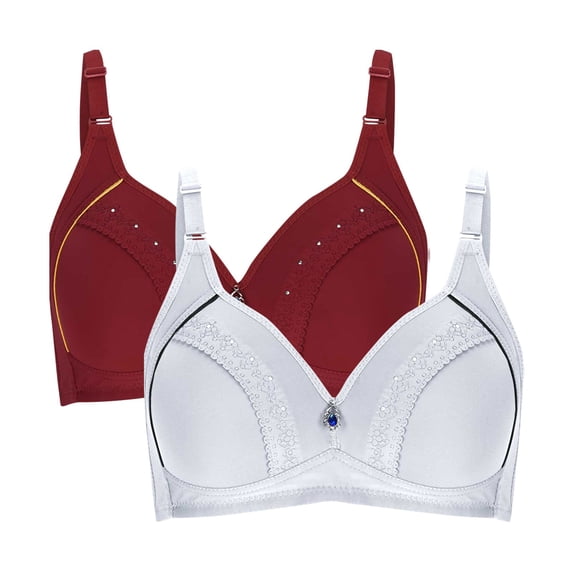 Jacenvly New Shapermint Bras Plus Size 2Pc Woman's Embroidered Glossy Comfortable Breathable Bra Underwear No Rims Two Piece Set Easy Care Women Bras Push Up