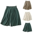 thumbnail image 1 of Jacenvly New Shorts for Women Solid Color Casual High Waisted Oversized Short Pants Comfort Fit Elasticleisure Sports Shorts Women Pockets Beige, 1 of 10