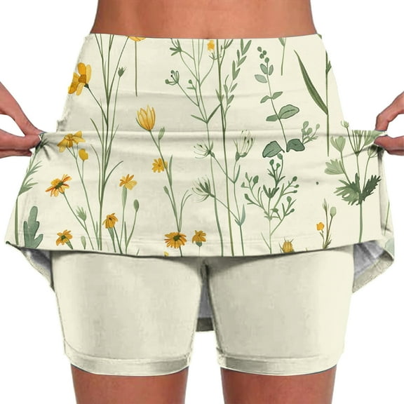 Jacenvly New Skirt Shorts for Women Fashion Women's Color Mid-Waist Skirt Pants Sports Shorts Bottoming Skirt Pants Comfortable Multicolor