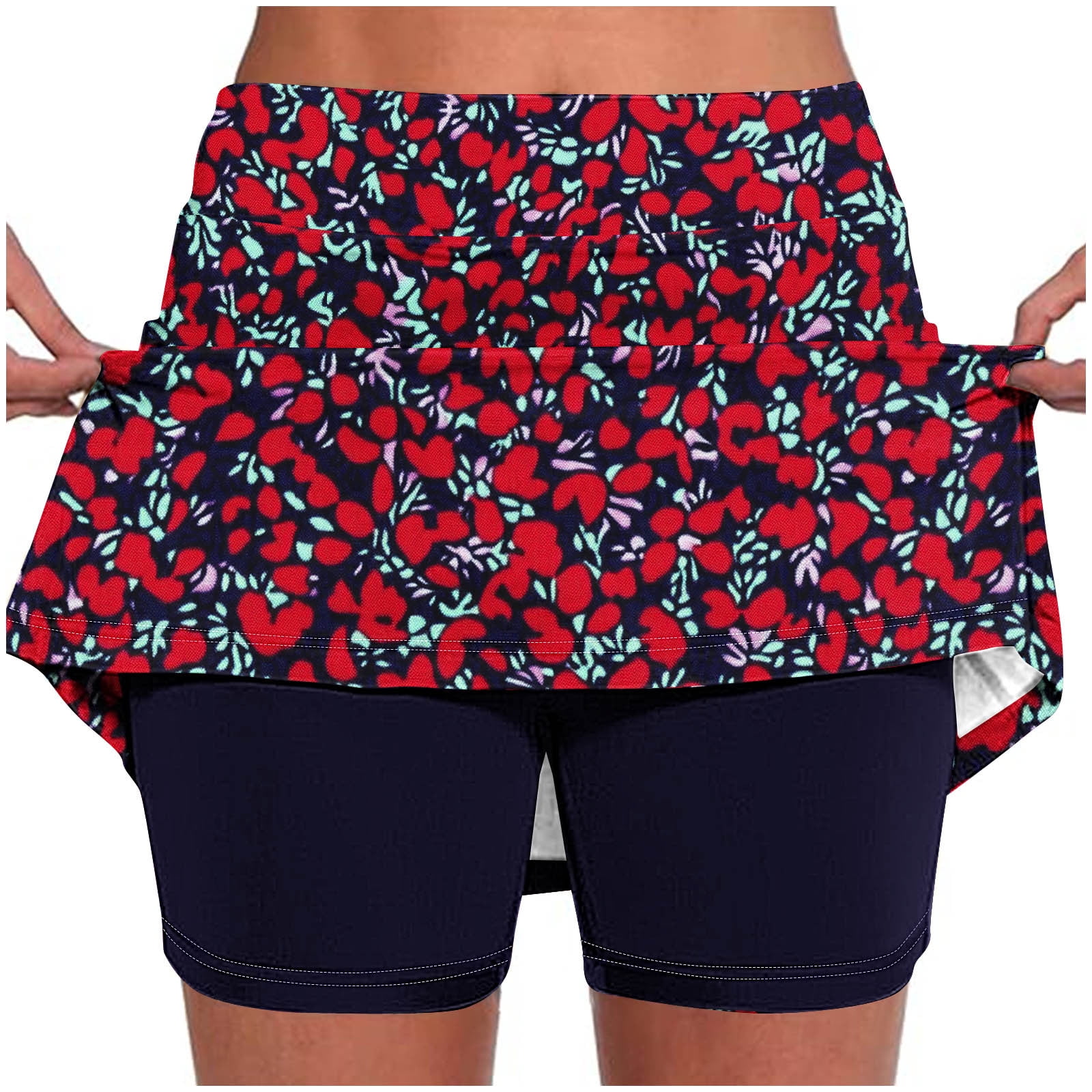 VERY J Pleated Activewear Skirt with Shorts Inside