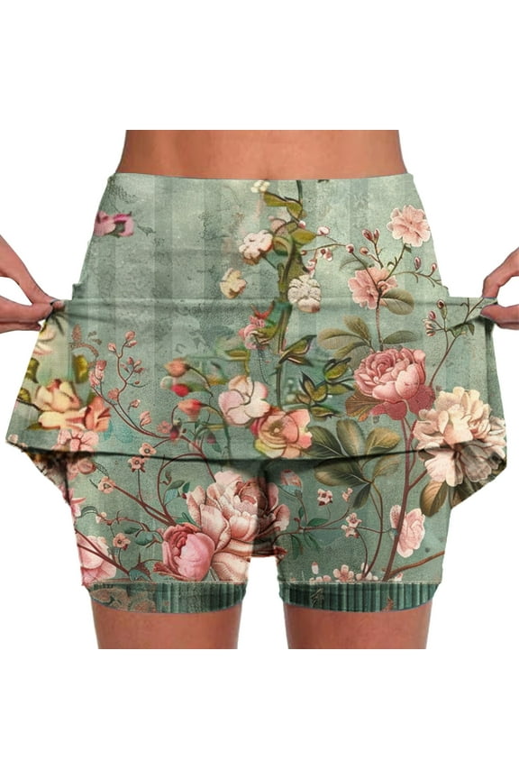 New Skirt with Shorts Women Loose Women's Color Mid-Waist Skirt Pants Sports Shorts Bottoming Skirt Pants Quick Drying Multicolor