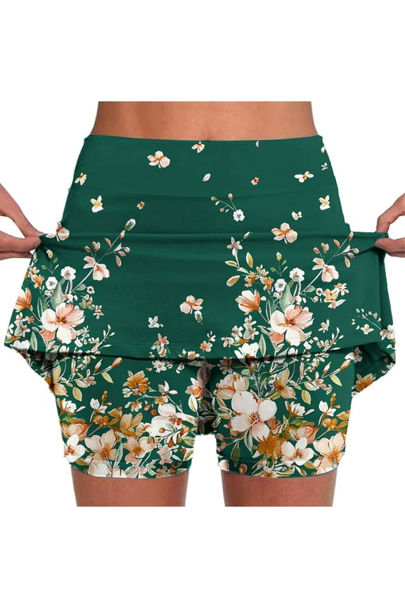 New Skirt with Shorts Women Trendy Women's Color Mid-Waist Skirt Pants Sports Shorts Bottoming Skirt Pants Lightweight Multicolor