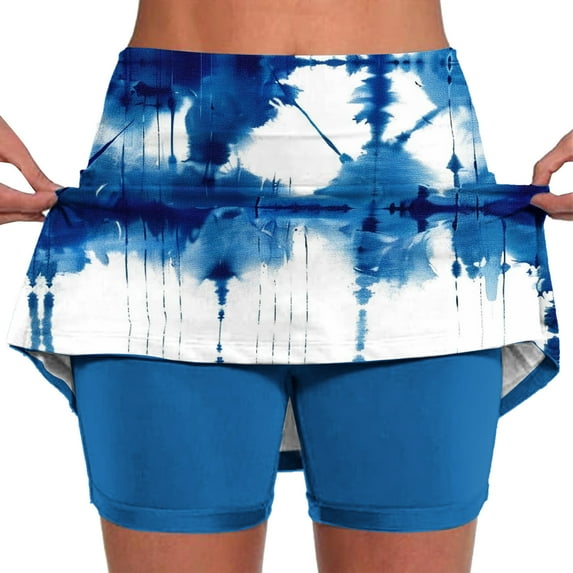 Jacenvly New Skorts for Ladies Casual Women's Color Mid-Waist Skirt Pants Sports Shorts Bottoming Skirt Pants Soft Satiny Multicolor