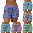 thumbnail image 1 of Jacenvly New Sports Shorts Women Fashion Women Drawstring Casual Pocket Loose Printed Sports Shorts Pants Breathable Elastic High Waist Shorts for Women Casual Purple, 1 of 6