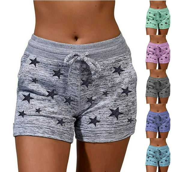 Jacenvly New Sports Shorts Women Womens Casual Shorts Drawstring Elastic Waist Summer Shorts Comfy Pocketed Solid Pants Lightweight High Waistloose Women'S Plus Summer Shorts Purple