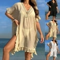 thumbnail image 1 of Jacenvly New Style Women Swimsuit Cover Ups Womens Swimsuits Cover Ups Crochet Chiffon Beach Cover Bathing Suit Bikini Wear Coverups Dress Swimsuit Cover Up Plus Size, 1 of 6