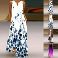 thumbnail image 1 of Jacenvly New Summer Dresses for Women 2024 Women Casual Loose Printed Tank Dress Beach V-Neck Pocket Sundress Sleeveless Dresses Breathable Leisure Sundresses for Women Wine, 1 of 6