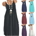 thumbnail image 1 of Jacenvly New Summer Dresses for Women 2024 Women'S Fashion Sleeveless Summer Tassel Cotton Fashion Long Dress Breathable Leisure Sundresses for Women Pink, 1 of 7